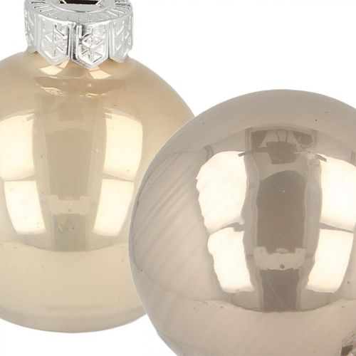 Floristik24 Kerstboomballen, mini-boomballen, kerstdecoratiemix beige/parelmoer H4,5cm Ø4cm echt glas 24 st