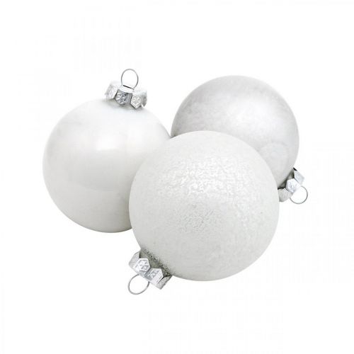 Floristik24 Boomhanger, sneeuwbol, kerstboomdecoratie, winterdecoratie wit H4,5cm Ø4cm echt glas 24 stuks