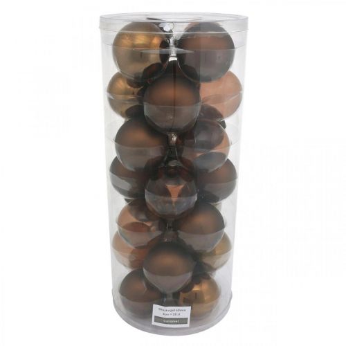 Floristik24 Kerstboombal, boomversiering, kerstballen bruin H6,5cm Ø6cm echt glas 24 st