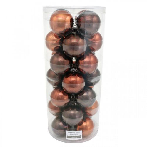 Floristik24 Kerstboomballen, boomversiering, kerstbal bruin H6,5cm Ø6cm echt glas 24 st