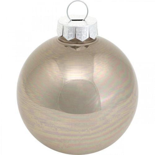 Floristik24 Kerstboombal, boomdecoratie, kerstbal beige/parelmoer H6,5cm Ø6cm echt glas 24 st