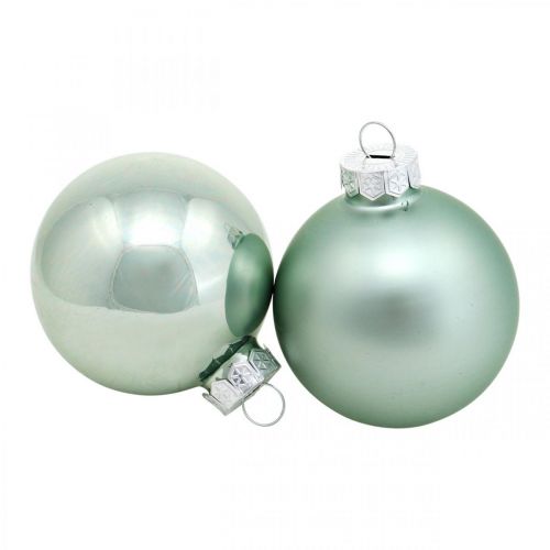 Floristik24 Kerstbal, boomversiering, kerstboombal groen mint H6.5cm Ø6cm echt glas 24st