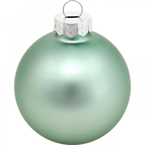 Artikel Kerstboomversieringen, boombol mix, mini kerstballen groen mint H4.5cm Ø4cm echt glas 24st