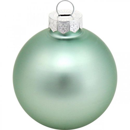 Floristik24 Kerstboomversiering, kerstballenmix, mini kerstballen groen mint H4,5cm Ø4cm echt glas 24 st