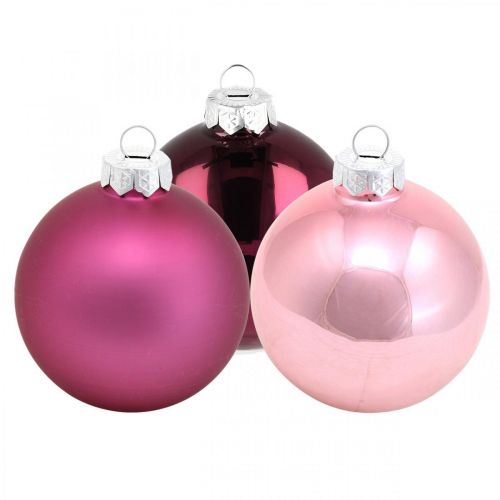 Kerstballen, boomversiering, glazen bollen paars H8,5cm Ø7,5cm echt glas 12 stuks