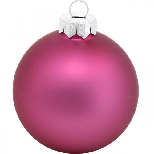 Artikel Kerstballen, boomversiering, glazen bollen paars H8,5cm Ø7,5cm echt glas 12 stuks