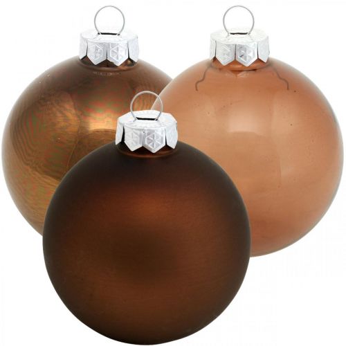 Floristik24 Kerstboombal, boomversiering, kerstballen bruin H6,5cm Ø6cm echt glas 24 st