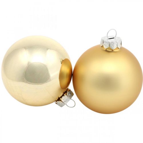 Floristik24 Boombal, Kerstboomversiering, Kerstbal goud H8.5cm Ø7.5cm echt glas 12st