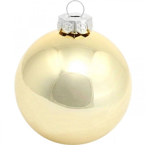 Floristik24 Boombal, Kerstboomversiering, Kerstbal goud H8.5cm Ø7.5cm echt glas 12st