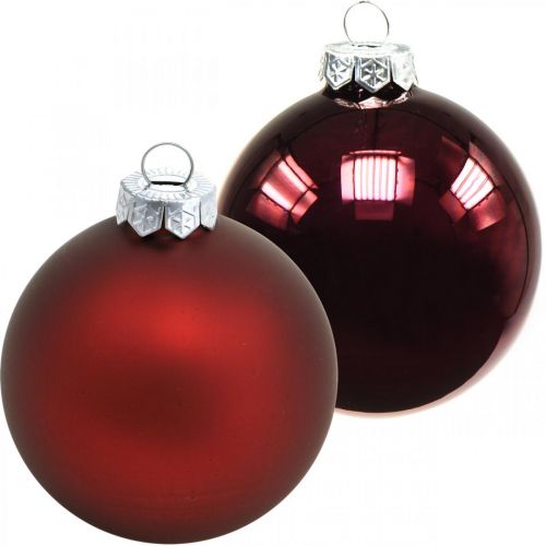 Floristik24 Kerstbal, kerstboomversiering, glazen bollen wijnrood H8,5cm Ø7,5cm echt glas 12st