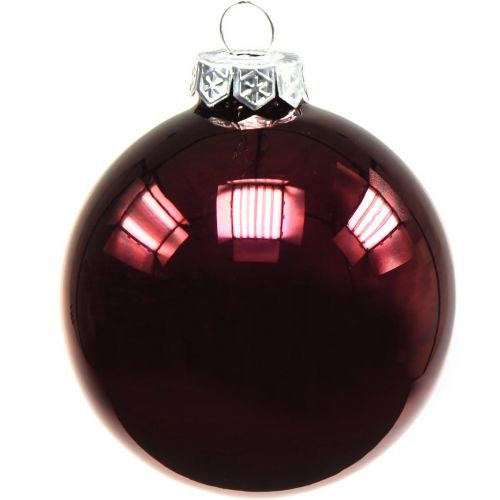 Floristik24 Kerstbal, kerstboomversiering, glazen bollen wijnrood H8,5cm Ø7,5cm echt glas 12st