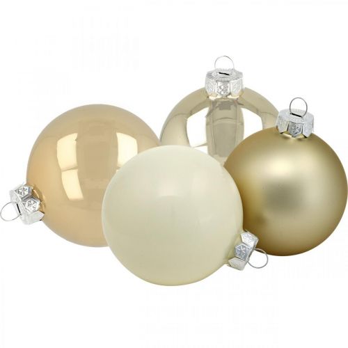 Kerstboomballen, boomversieringen, glazen bollen wit / parelmoer H8.5cm Ø7.5cm echt glas 12st