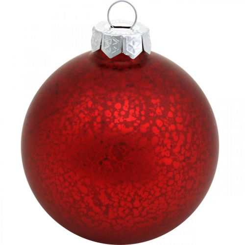 Floristik24 Kerstboomversieringen, boomhangers, kerstballen rood gemarmerd H8.5cm Ø7.5cm echt glas 14st