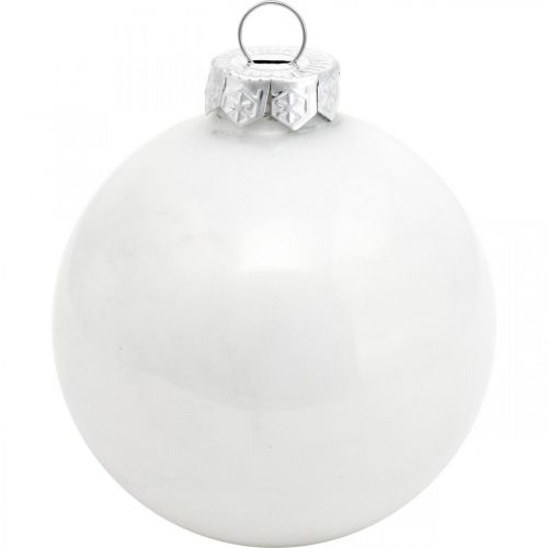 Floristik24 Boomhanger, sneeuwbol, kerstboomdecoratie, winterdecoratie wit H4,5cm Ø4cm echt glas 24 stuks