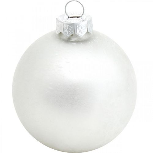 Artikel Sneeuwbol, boomhanger, kerstboomdecoratie, winterdecoratie wit H6,5cm Ø6cm echt glas 24 st