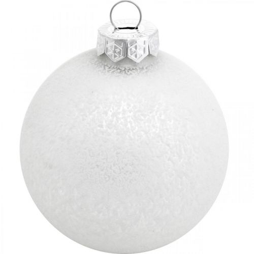 Artikel Boomhanger, sneeuwbol, kerstboomdecoratie, winterdecoratie wit H4,5cm Ø4cm echt glas 24 stuks