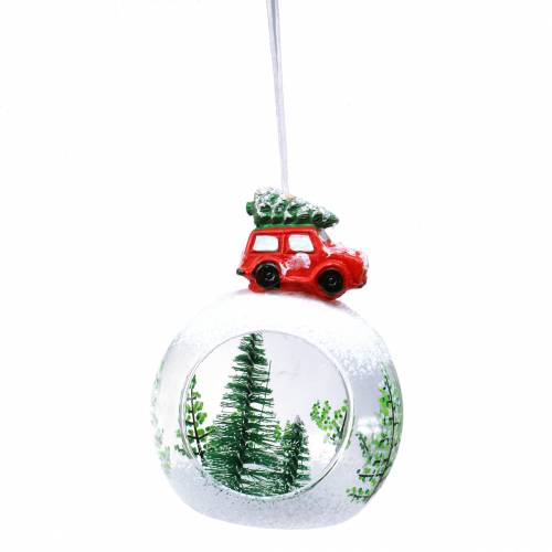 Floristik24 Glazen bol Kerstboomversiering auto Ø8cm 3st