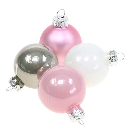 Floristik24 Kerstbol glas roze mix Ø4cm 24st