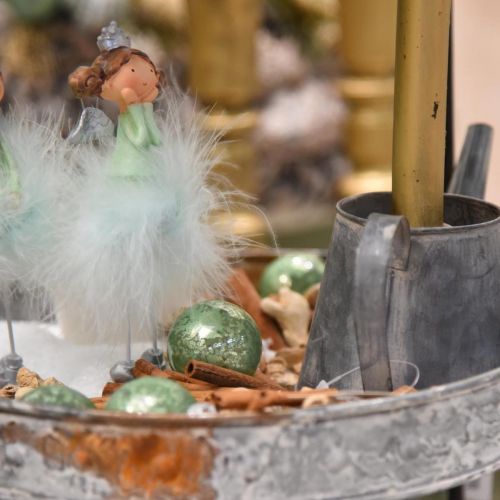 Artikel Kerstbal, kerstboomversiering, glazen bol groen gemarmerd H6,5cm Ø6cm echt glas 24 st