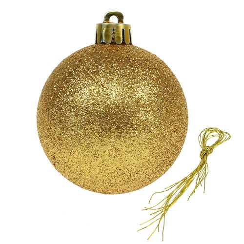 Floristik24 Kerstbal kunststof goud 6cm 10st