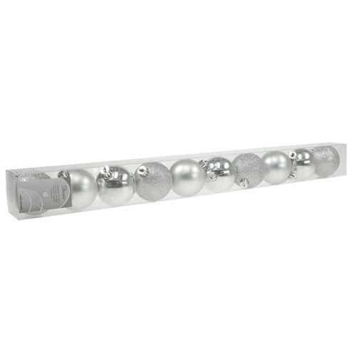 Artikel Kerstbal kunststof zilver 6cm 10st