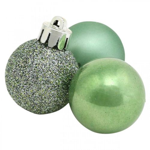 Floristik24 Boombol mix, mini kerstbal, adventsdecoratie groen Ø2,5cm kunststof 14st