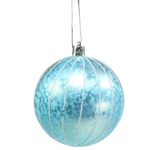 Floristik24 Kerstbal kunststof blauw-turkoois Ø8cm 2st