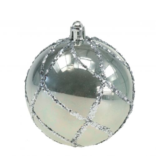 Floristik24 Kerstbal kunststof zilver Ø8cm 2st