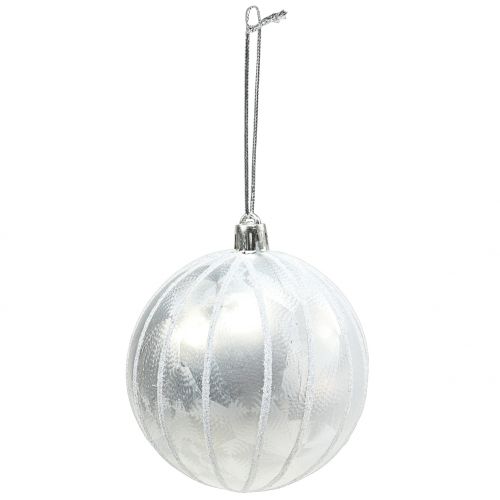 Floristik24 Kerstbal kunststof wit Ø8cm 2st