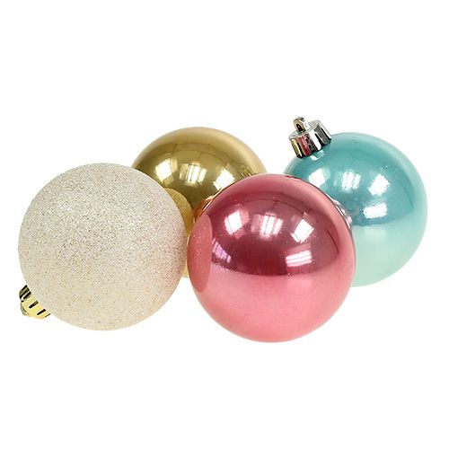 Kerstbalset kunststof pastel gekleurd Ø6cm 30st