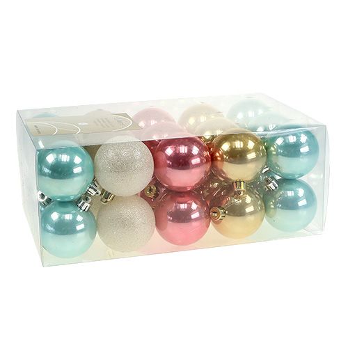 Floristik24 Kerstbalset kunststof pastel gekleurd Ø6cm 30st