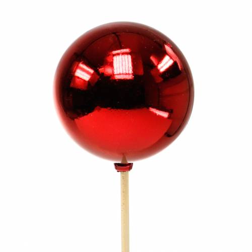 Floristik24 Kerstbal op stok Ø6cm rood 18 st