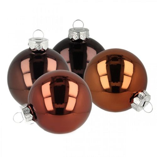 Floristik24 Kerstballen, boomversieringen, kerstbal bruin H6.5cm Ø6cm echt glas 24st