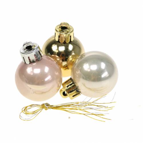 Floristik24 Kerstboomdecoraties Kerstballen goud, wit, roze 3cm 14st