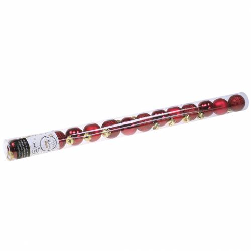 Artikel Kerstboomversiering Kerstbal rood 3cm 14 st