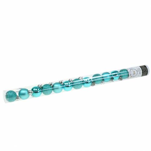 Floristik24 Kerstboomversiering Kerstbal turkoois 3cm 14st