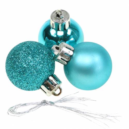 Floristik24 Kerstboomversiering Kerstbal turkoois 3cm 14st