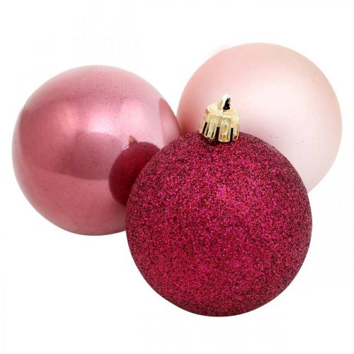 Floristik24 Kerstballen, kerstversieringen, boomhangers roos / roze / roze Ø5,5cm kunststof 10st