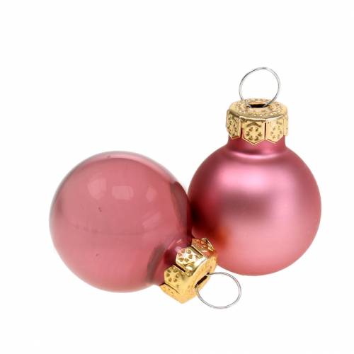 Floristik24 Mini kerstbal antiek roze gesorteerd Ø2,5cm 24st