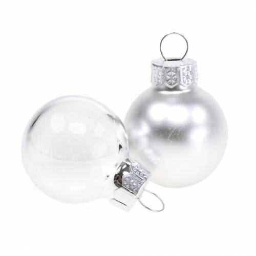 Floristik24 Mini kerstbal zilver assorti Ø2,5cm 24st