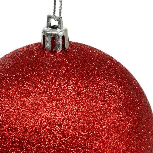 Artikel Kerstballen van kunststof rood, wit Ø8cm 3st