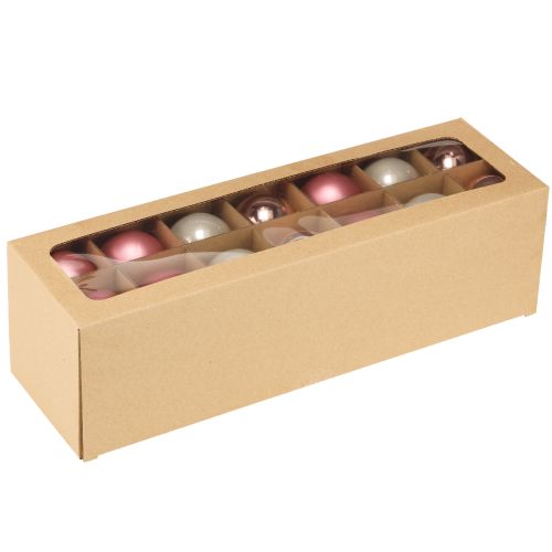 Artikel Kerstballen glas kerstboomdecoratie roze grijs Ø50mm 24 stuks