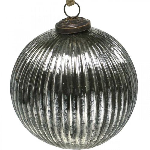 Floristik24 Kerstballen glas Kerstboomballen zilver met groeven Ø12cm 2st