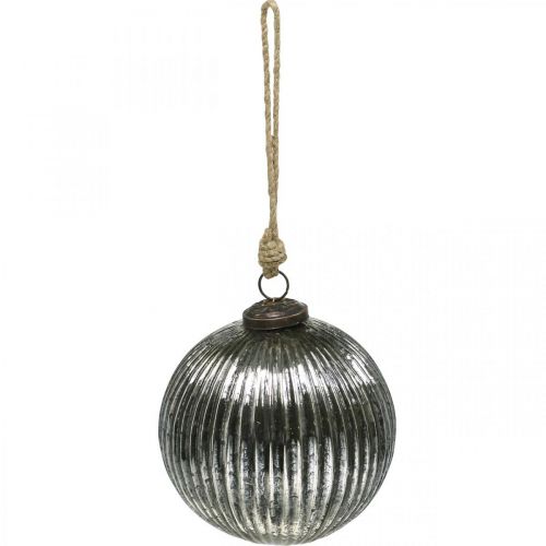 Floristik24 Kerstballen glas Kerstboomballen zilver met groeven Ø12cm 2st