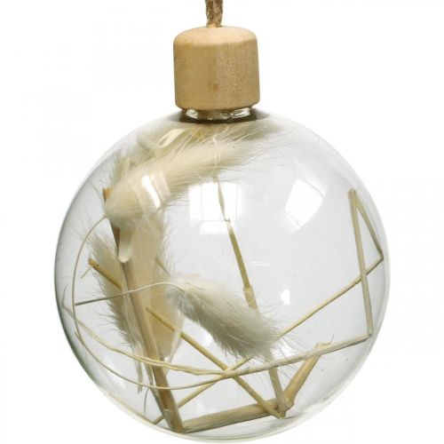 Artikel Kerstballen glazen decoratiebal gevuld met gedroogde bloemen Ø8cm 3st