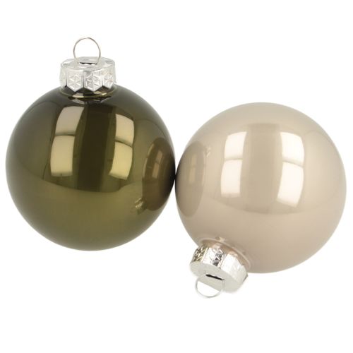 Floristik24 Kerstballen glazen bol groen crème Ø60mm 24 stuks
