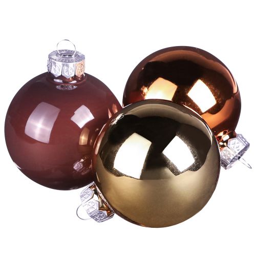 Floristik24 Kerstballen goudbruin mix glazen bollen Ø4cm 24 st