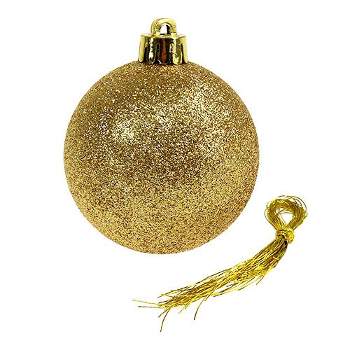 Artikel Kerstballen goud, rood mix kunststof Ø6cm 30st