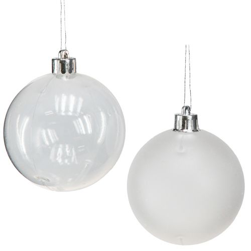 Artikel Kerstballen kunststof helder melkachtig Ø70mm 36st