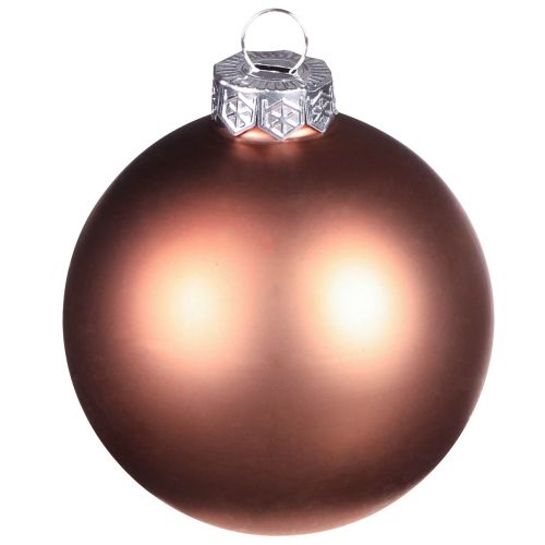 Artikel Kerstballen zilver abrikoos glazen bollen Ø6cm 24 st